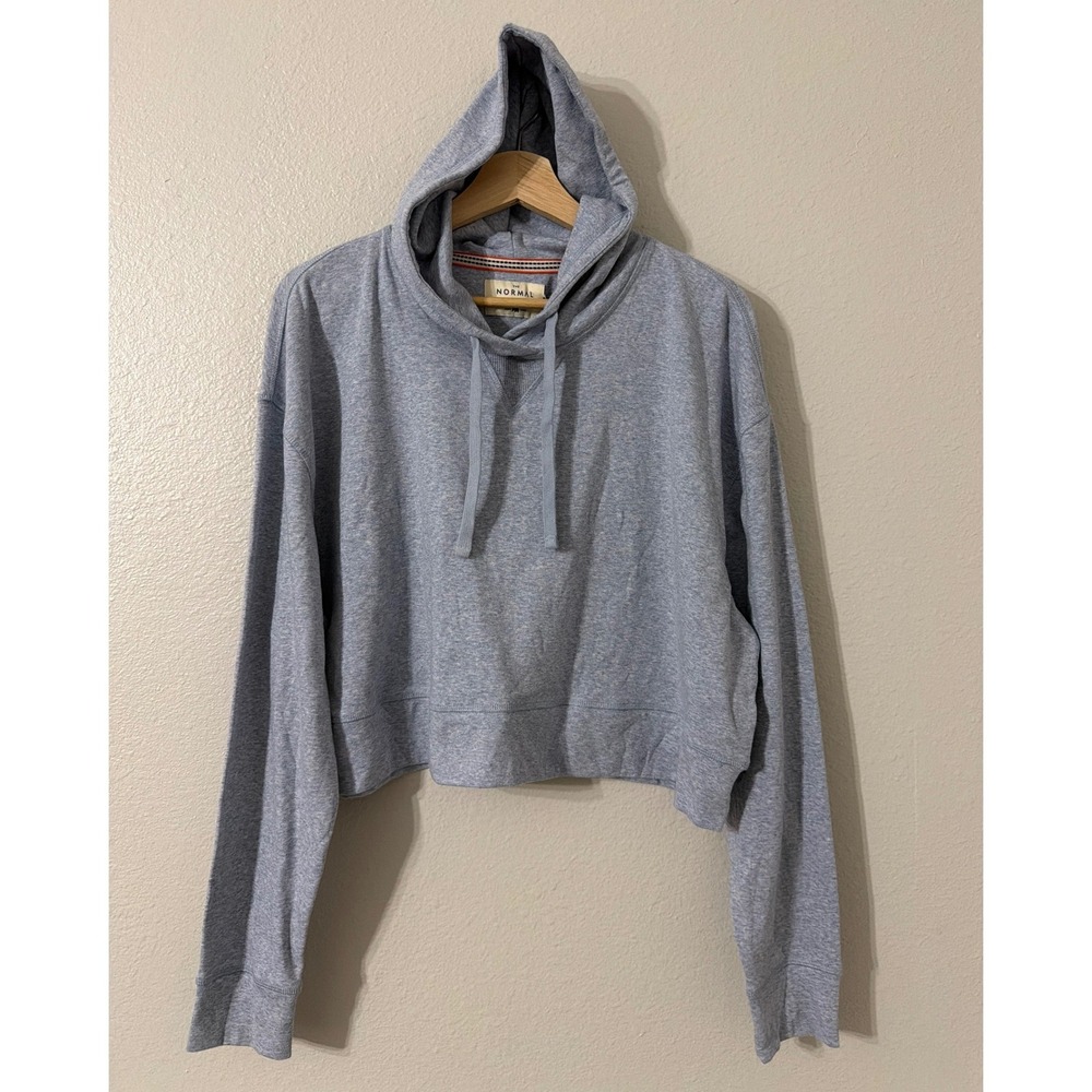 The Normal Brand Puremeso‎ Skimmer Hoodie Blue Fog Cropped Boxy Size Large NWT